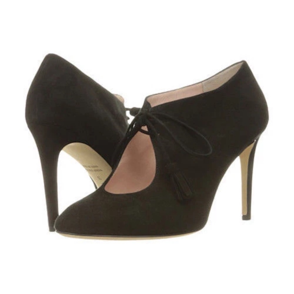👠Kate Spade New York Davie Black Kid Suede Lace-up Heels Size 8